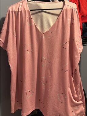 Beautiful heart patterned light pink blouse
